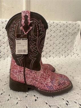 NWT Roper Pink Glitter & Brown Girl’s Western Boots Kids US9